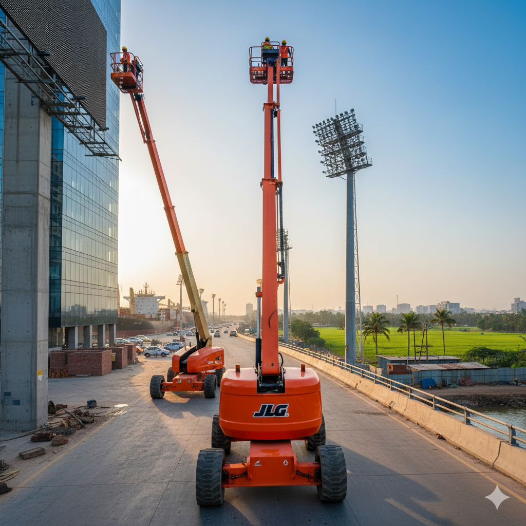 Boom lift used for outdoor signage work